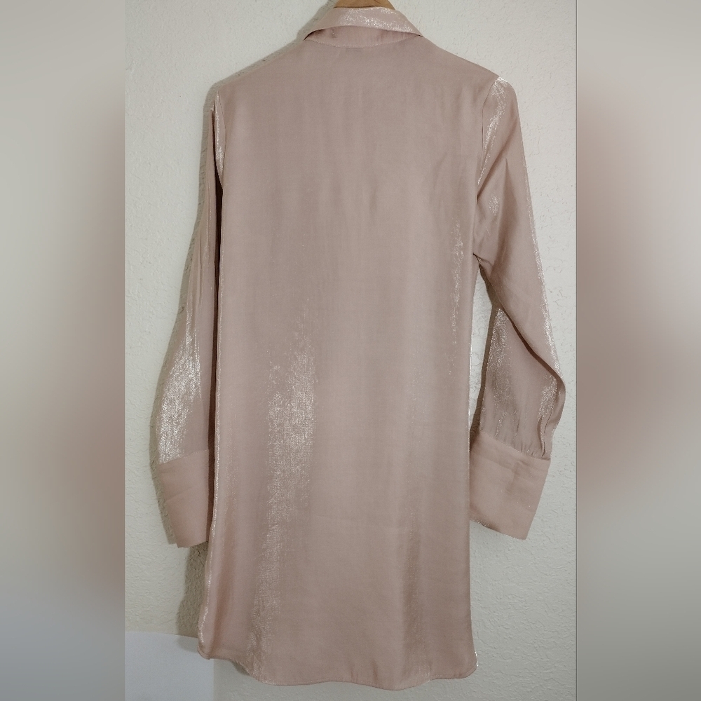 ESSUE Pink Button Down Wrap Front Mini Dress - Picture 7 of 7